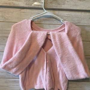 Hollister Crop Cozy Fuzzy Cardigan Light Pink